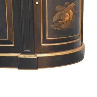 Dynasty Large Sideboard with Hand-Painted Lacquer Doors and Serpentine Plinth Base