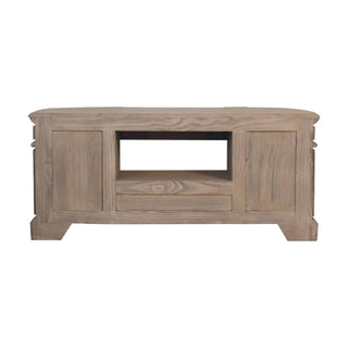 Wick Media Unit Aged Pine Serpentine Curved Body Panel Moulding with Brass Knobs & Plinth Base