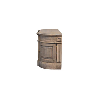 Wick Media Unit Aged Pine Serpentine Curved Body Panel Moulding with Brass Knobs & Plinth Base