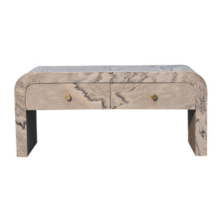 Marva Media Unit Marble Effect Veneer Twin Brass Knob Drawers