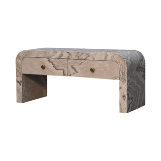 Marva Media Unit Marble Effect Veneer Twin Brass Knob Drawers