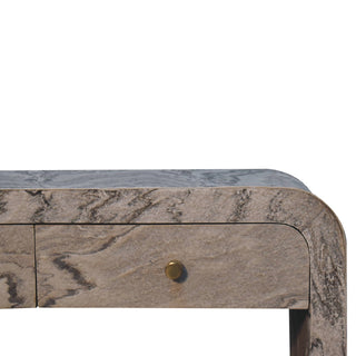 Marva Media Unit Marble Effect Veneer Twin Brass Knob Drawers