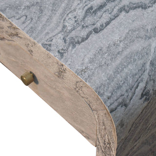 Marva Media Unit Marble Effect Veneer Twin Brass Knob Drawers
