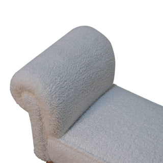 Ivory Bedroom Bench White Boucle Scroll Arms Turned Oak Legs