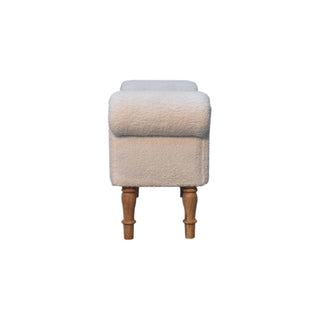 Ivory Bedroom Bench White Boucle Scroll Arms Turned Oak Legs