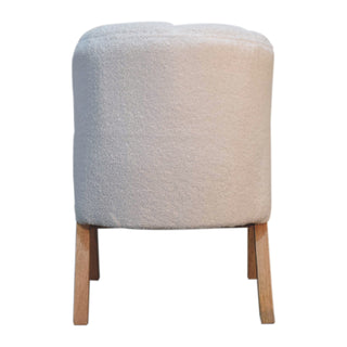 Luna Accent Chair White Boucle Minimalist Tub Exposed Wood Frame