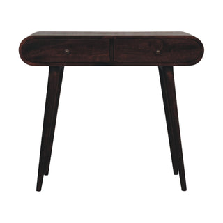 Rondo Console Table with Drawers Light Walnut Pill-Top Nordic Legs