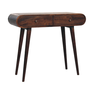 Rondo Console Table with Drawers Light Walnut Pill-Top Nordic Legs