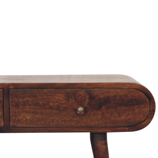 Rondo Console Table with Drawers Light Walnut Pill-Top Nordic Legs