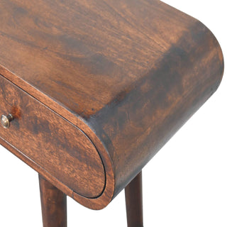 Rondo Console Table with Drawers Light Walnut Pill-Top Nordic Legs