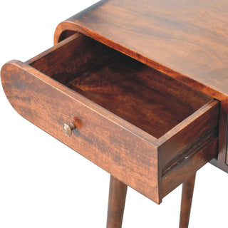 Rondo Console Table with Drawers Light Walnut Pill-Top Nordic Legs