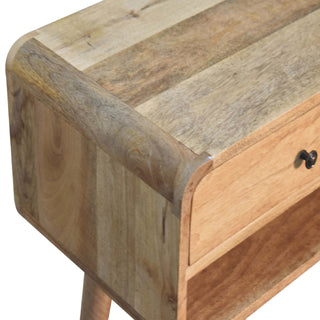 Lyra Console Table with Drawers Oak Inverted Curved Open Slot Mango