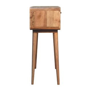 Lyra Console Table with Drawers Oak Inverted Curved Open Slot Mango