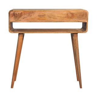 Lyra Console Table with Drawers Oak Inverted Curved Open Slot Mango
