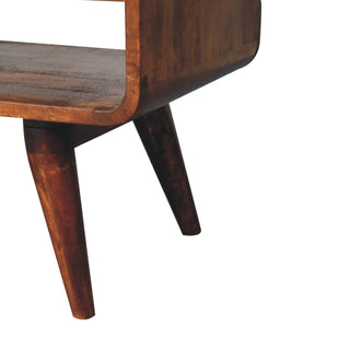 Ember Media Unit Chestnut Mango Wood Reverse-Curve Body Twin Drawers with Nordic Tapered Legs