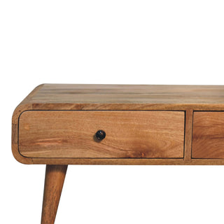 Birk Coffee Table with Drawers Solid Mango Wood Rounded Edges Natural Oak