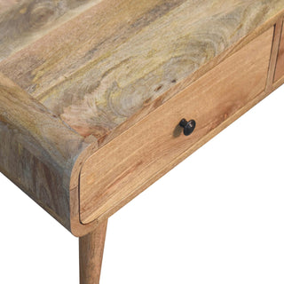 Birk Coffee Table with Drawers Solid Mango Wood Rounded Edges Natural Oak