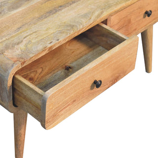 Birk Coffee Table with Drawers Solid Mango Wood Rounded Edges Natural Oak