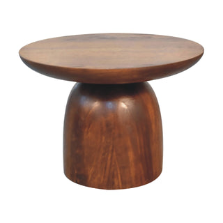 Pebble Small Side Table Mushroom Pedestal Chestnut Solid Mango Wood
