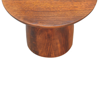 Pebble Small Side Table Mushroom Pedestal Chestnut Solid Mango Wood
