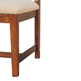 Wren Dining Chair Cream Boucle Rattan Back Chestnut Sled Frame