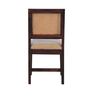 Wren Dining Chair Cream Boucle Rattan Back Chestnut Sled Frame