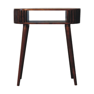 Rivée Writing Desk Mango Wood Fluted Apron With Open Shelf
