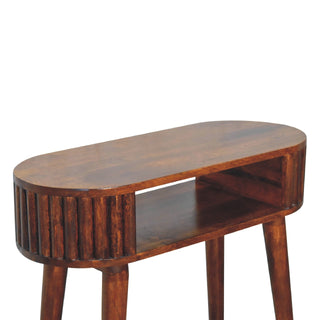 Rivée Writing Desk Mango Wood Fluted Apron With Open Shelf