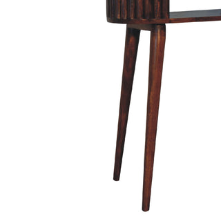 Rivée Writing Desk Mango Wood Fluted Apron With Open Shelf