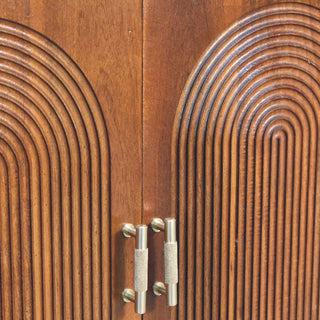 Encore Sideboard Cabinet Art Deco Concentric Arch Relief Carved Chestnut Ball Feet