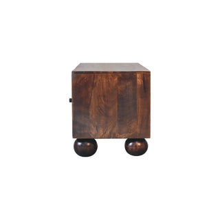 Harlo TV Media Unit Walnut Reclaimed Mango Wood Sunburst Panels with Ball Feet