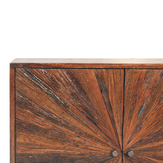 Orion Storage Cabinet Dark Walnut Sunburst Marquetry Ball Feet