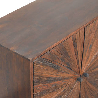 Orion Storage Cabinet Dark Walnut Sunburst Marquetry Ball Feet