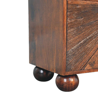 Orion Storage Cabinet Dark Walnut Sunburst Marquetry Ball Feet