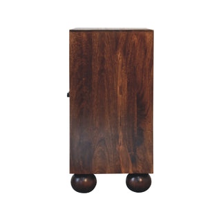 Orion Storage Cabinet Dark Walnut Sunburst Marquetry Ball Feet