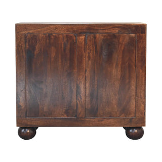 Orion Storage Cabinet Dark Walnut Sunburst Marquetry Ball Feet