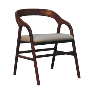 Deco Dining Chair Chestnut Linen Art Deco Curved Slatback