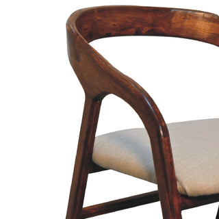 Deco Dining Chair Chestnut Linen Art Deco Curved Slatback