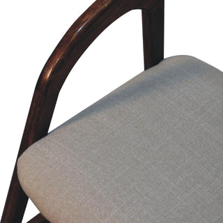 Deco Dining Chair Chestnut Linen Art Deco Curved Slatback