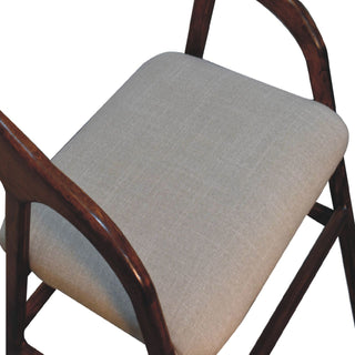 Deco Dining Chair Chestnut Linen Art Deco Curved Slatback