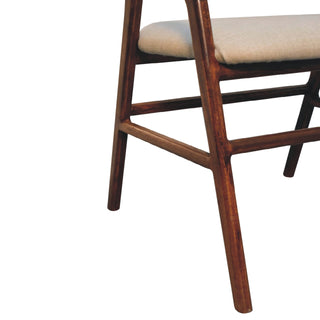 Deco Dining Chair Chestnut Linen Art Deco Curved Slatback
