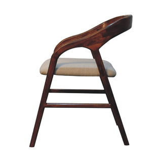 Deco Dining Chair Chestnut Linen Art Deco Curved Slatback