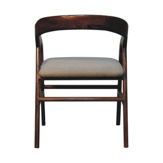 Deco Dining Chair Chestnut Linen Art Deco Curved Slatback