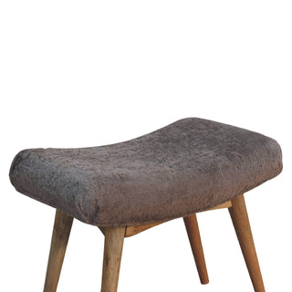 Arko Bedroom Bench Mocha Faux Fur Curved Saddle Seat Natural Oak Nordic Splayed Legs