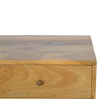 Ferne Console Table with Drawers Natural Mango Wood Brass Knobs