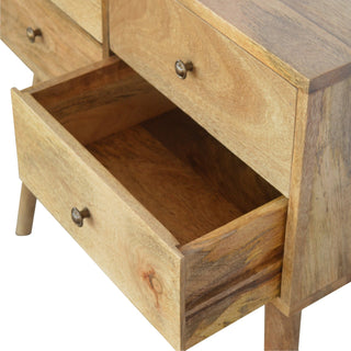 Ferne Console Table with Drawers Natural Mango Wood Brass Knobs