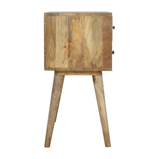Ferne Console Table with Drawers Natural Mango Wood Brass Knobs