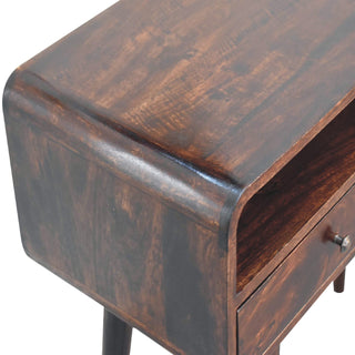 Dusk Console Table with Drawers Dark Walnut Curved Open Slot Frame