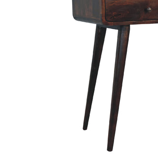 Dusk Console Table with Drawers Dark Walnut Curved Open Slot Frame