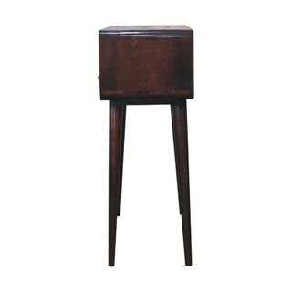 Dusk Console Table with Drawers Dark Walnut Curved Open Slot Frame